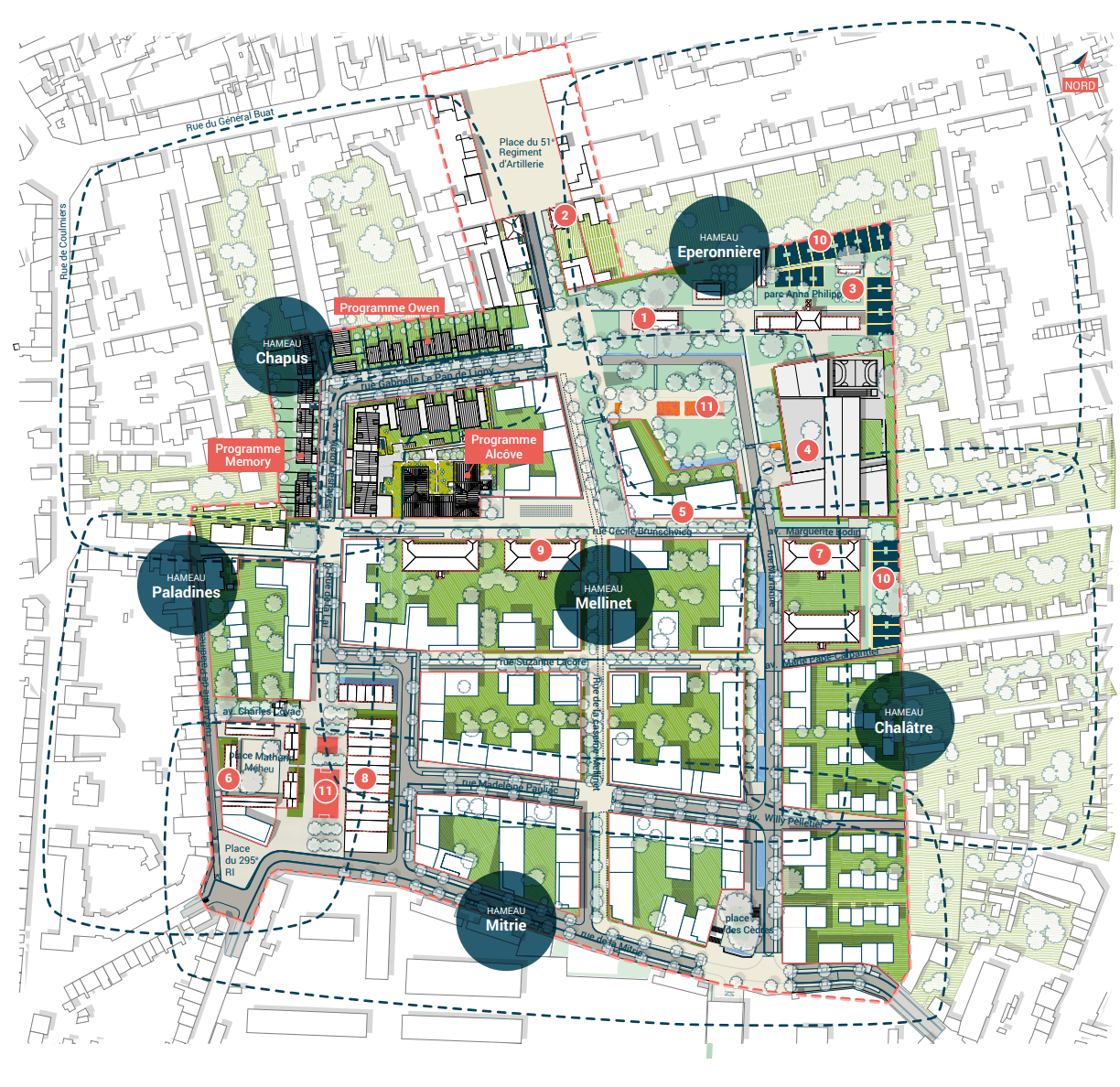 Plan du quartier de la Caserne Mellinet à Nantes, indiquant l'emplacement du Studio 32
